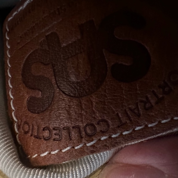 SAS leather purse. Mustard yellow. 7”/7”. Like new. Leather and chain strap. - Picture 1 of 4